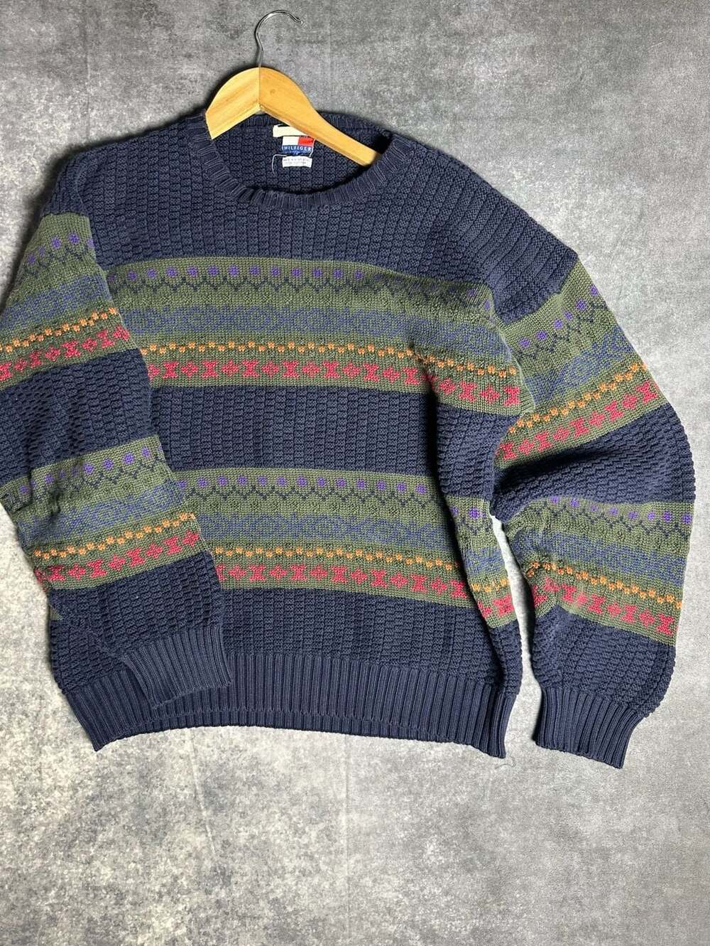 Vintage Tommy Hilfiger  Patterned Knit Pullover Sweater Size L